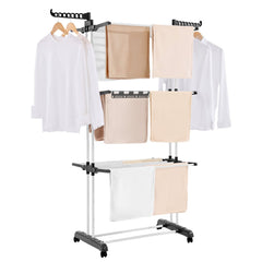 VEVOR Clothes Drying Rack, 4-Tier Foldable Laundry Dryer Rack, Metal Drying Racks with 24 Drying Rods, Free-Standing