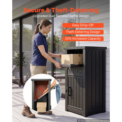 VEVOR Package Delivery Box for Outside 44.13 in Large Parcel Drop Box Black, for Porch, Curbside & House Storage