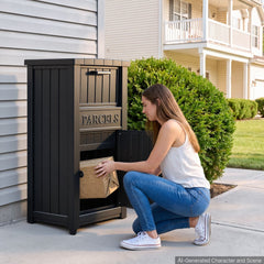 VEVOR Package Delivery Box for Outside 44.13 in Large Parcel Drop Box Black, for Porch, Curbside & House Storage