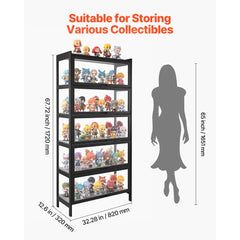 VEVOR Display Cabinet with Acrylic Doors, 68 in Tall 5-Tier Curio Cabinet, Natural Wooden Fame, Collectibles Toy