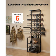 VEVOR Gun Rack, Floor Standing, Indoor Rifle Shotgun Rack Stand with Storage Shelf, for Wall Mount Gun Display Stand