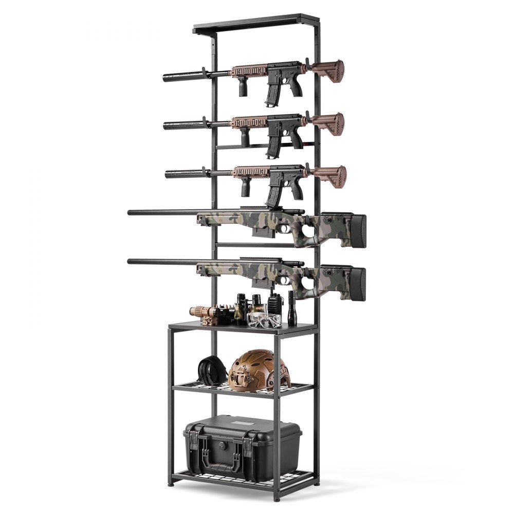 VEVOR Gun Rack, Floor Standing, Indoor Rifle Shotgun Rack Stand with Storage Shelf, for Wall Mount Gun Display Stand