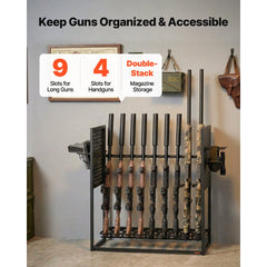 VEVOR Gun Rack, Floor Standing, Indoor Heavy Duty Steel Rifle Shotgun Rack Stand, Freestanding Gun Display Storage with