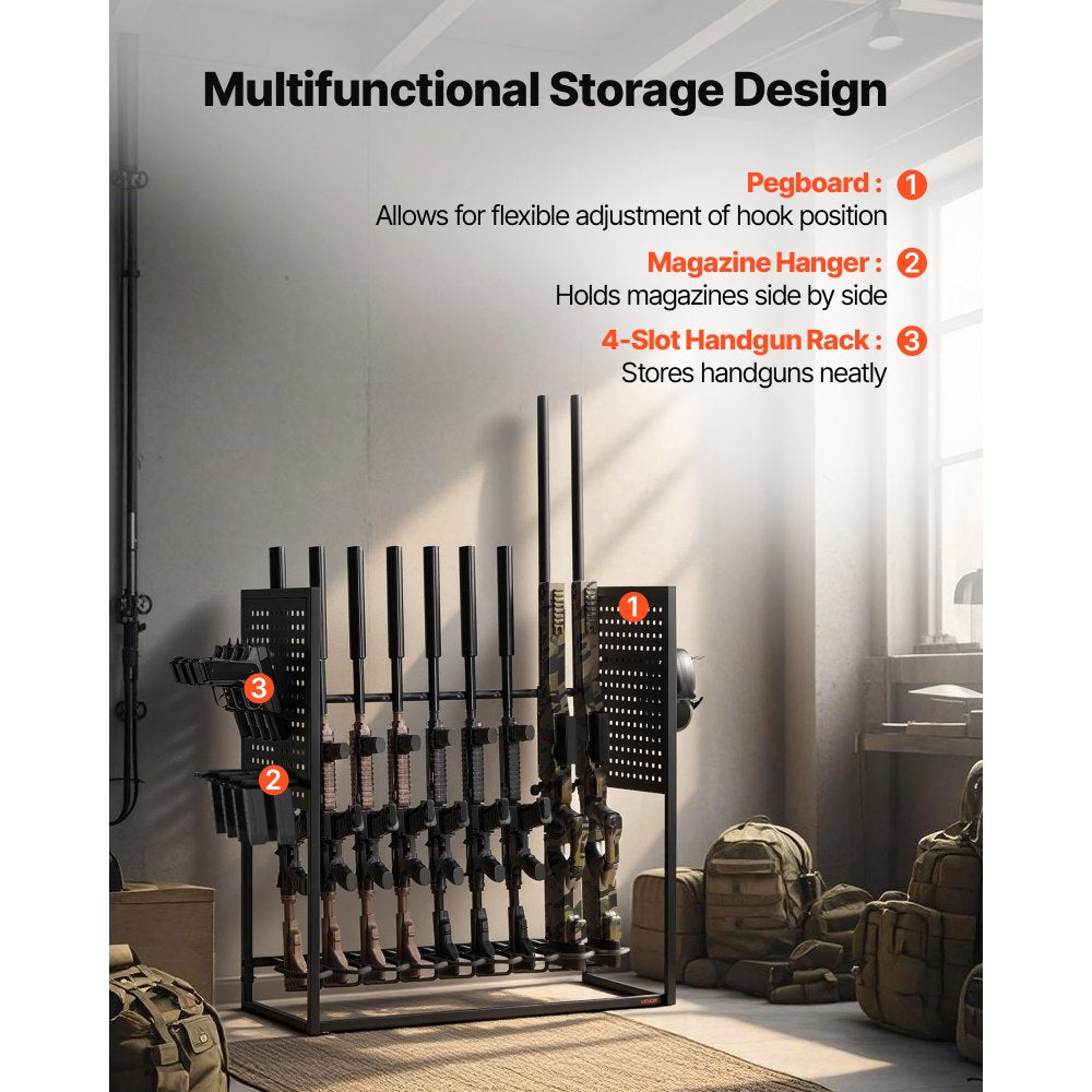 VEVOR Gun Rack, Floor Standing, Indoor Heavy Duty Steel Rifle Shotgun Rack Stand, Freestanding Gun Display Storage with