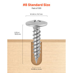 VEVOR Screws, #8 x 3/4 inch Length Self Drilling Drywall to Wood Screw, All Purpose High-Hardness Stainless Steel Wall