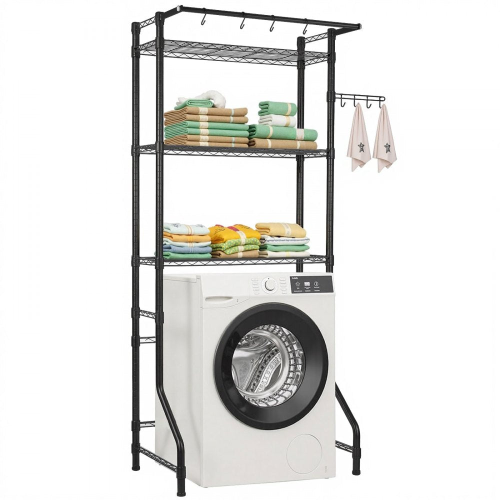 VEVOR Over Washer and Dryer Storage Shelf, 3 Tiers Laundry Room Drying Rack with Hanger Rod and Hooks, Single Row