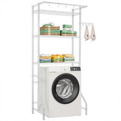 VEVOR Over Washer and Dryer Storage Shelf, 3 Tiers Laundry Room Drying Rack with Hanger Rod and Hooks, Single Row