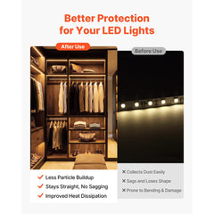 VEVOR 6-Pack 3.3 ft/1M U Shape LED Aluminum Channel, with Milky Cover, End Caps and Mounting Clips, Aluminum Profile