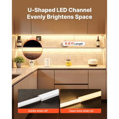 VEVOR 10-Pack 6.6 ft/2M U Shape LED Aluminum Channel, with Milky Cover, End Caps and Mounting Clips, Aluminum Profile