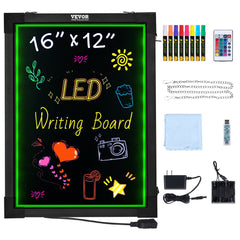 VEVOR LED Message Writing Board, 16"x12" Illuminated Erasable Lighted Chalkboard, Neon Effect Menu Sign Board, Drawing