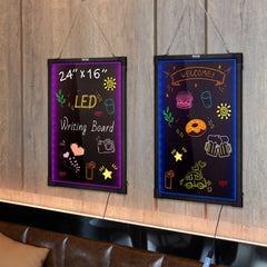 VEVOR LED Message Writing Board, 24"x16" Illuminated Erasable Lighted Chalkboard, Neon Effect Menu Sign Board, Drawing