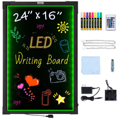 VEVOR LED Message Writing Board, 24"x16" Illuminated Erasable Lighted Chalkboard, Neon Effect Menu Sign Board, Drawing