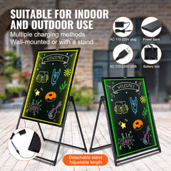 VEVOR LED Message Writing Board, 32"x24" Illuminated Erasable Lighted Chalkboard, Neon Effect Menu Sign Board, Drawing