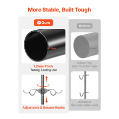 VEVOR Bike Stand for 4 Bikes, Freestanding Vertical Bike Storage Rack, with Height-Adjustable Hooks, Heavy-Duty Carbon