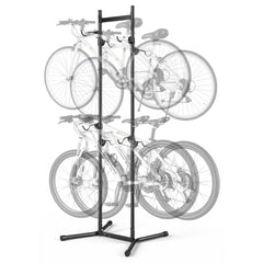 VEVOR Bike Stand for 4 Bikes, Freestanding Vertical Bike Storage Rack, with Height-Adjustable Hooks, Heavy-Duty Carbon