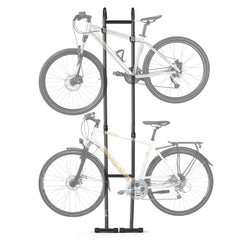 VEVOR Bike Stand for 2 Bikes, Freestanding Vertical Bike Storage Rack, with Height-Adjustable Hooks, Heavy-Duty Carbon