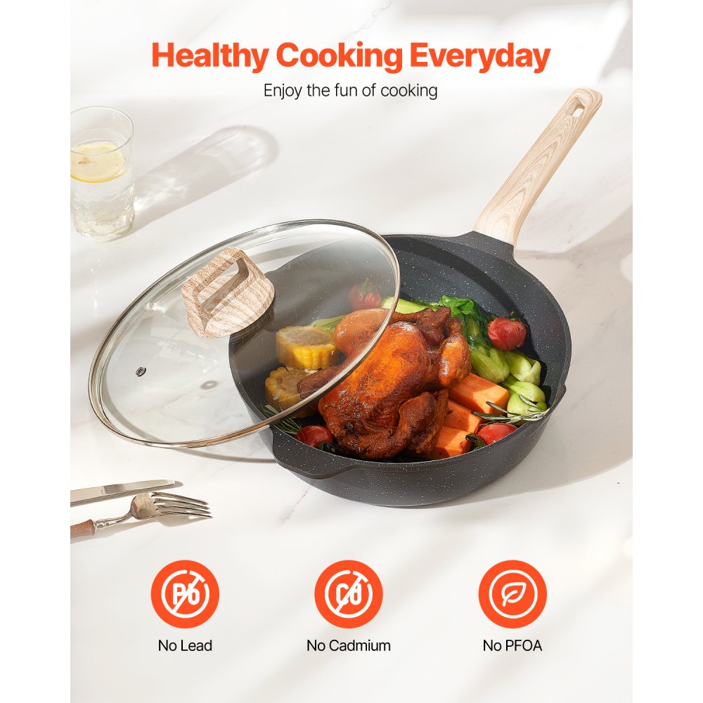 VEVOR 17 Piece Pots and Pans Set Nonstick, Granite Cookware Set, Induction Cookwares, Kitchen RV Cooking Sets with