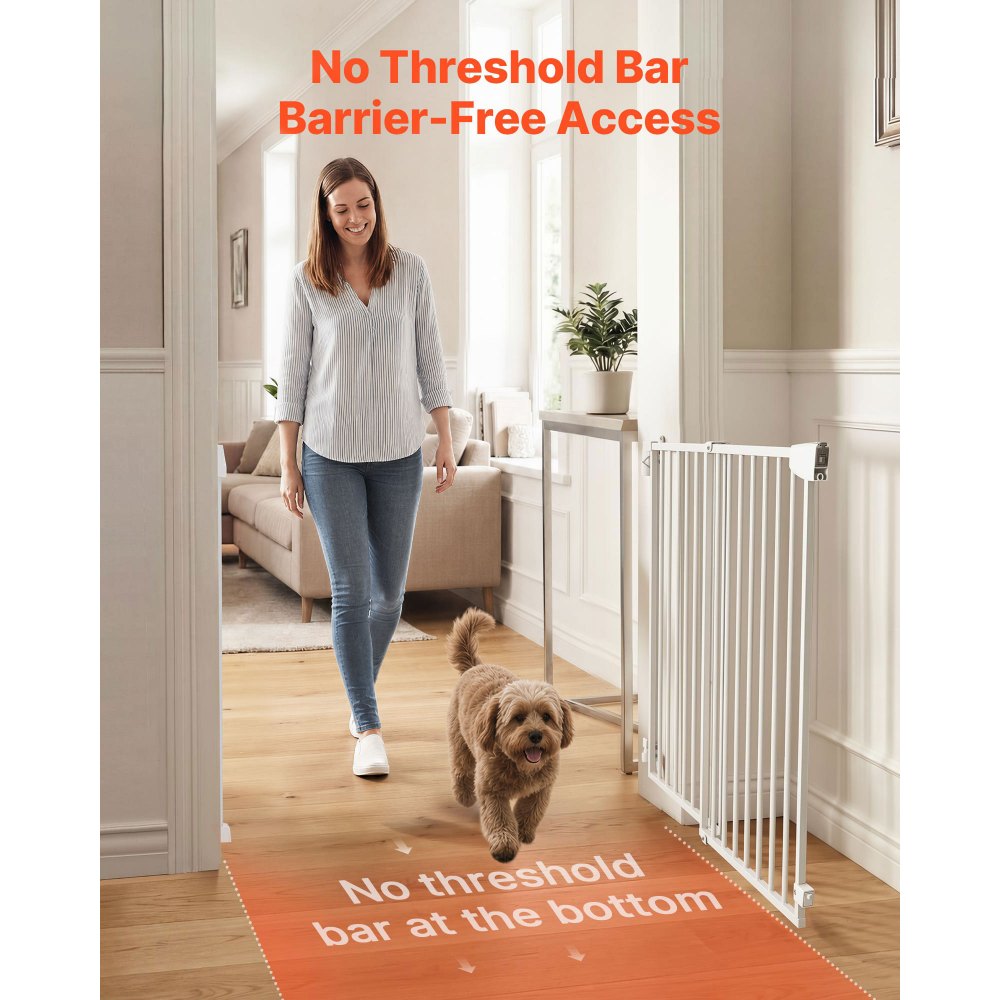 VEVOR Baby Gate for Stairs, 31-48 in Adjustable Width, 30 in High Dog Gate, No Bottom Bar, One-Handed Operation, Easy