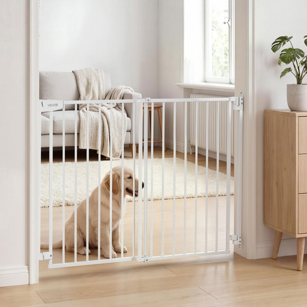 VEVOR Baby Gate for Stairs, 31-48 in Adjustable Width, 30 in High Dog Gate, No Bottom Bar, One-Handed Operation, Easy