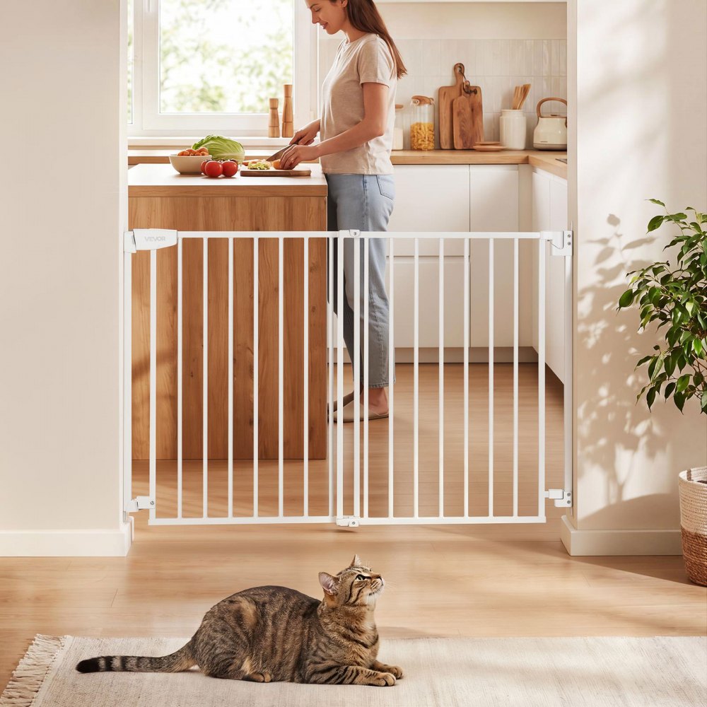 VEVOR Baby Gate for Stairs, 31-48 in Adjustable Width, 30 in High Dog Gate, No Bottom Bar, One-Handed Operation, Easy