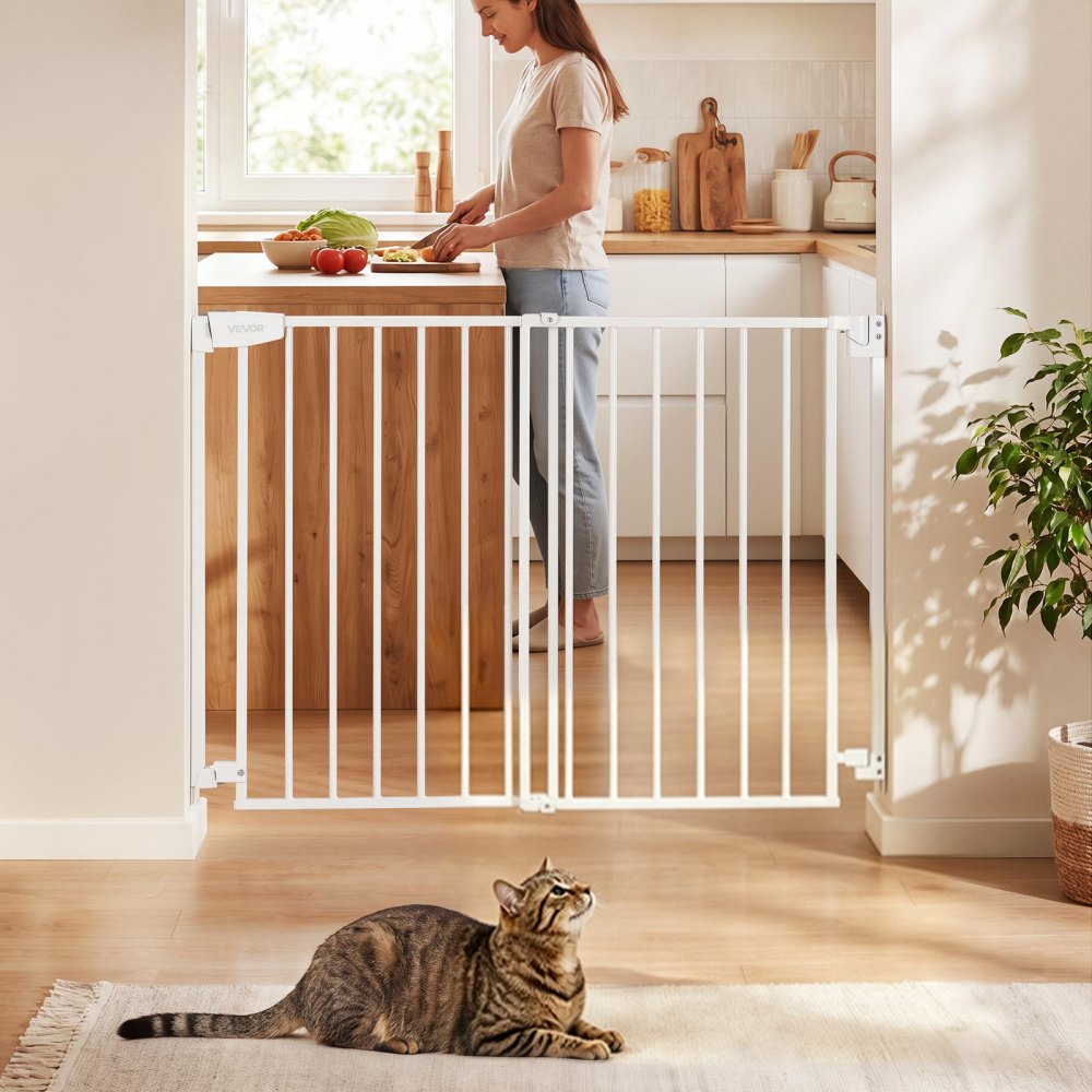 VEVOR Baby Gate for Stairs, 29-43 in Adjustable Width, 36 in High Dog Gate, No Bottom Bar, One-Handed Operation, Easy