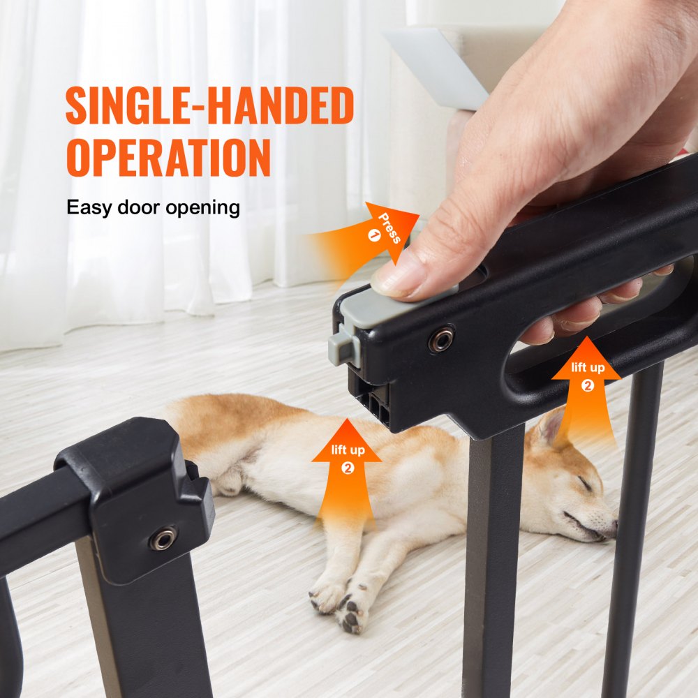 VEVOR Baby Gate, 29.5"-46.4" Extra Wide, 30" High, Dog Gate for Stairs Doorways and House, Easy Step Walk Thru Auto