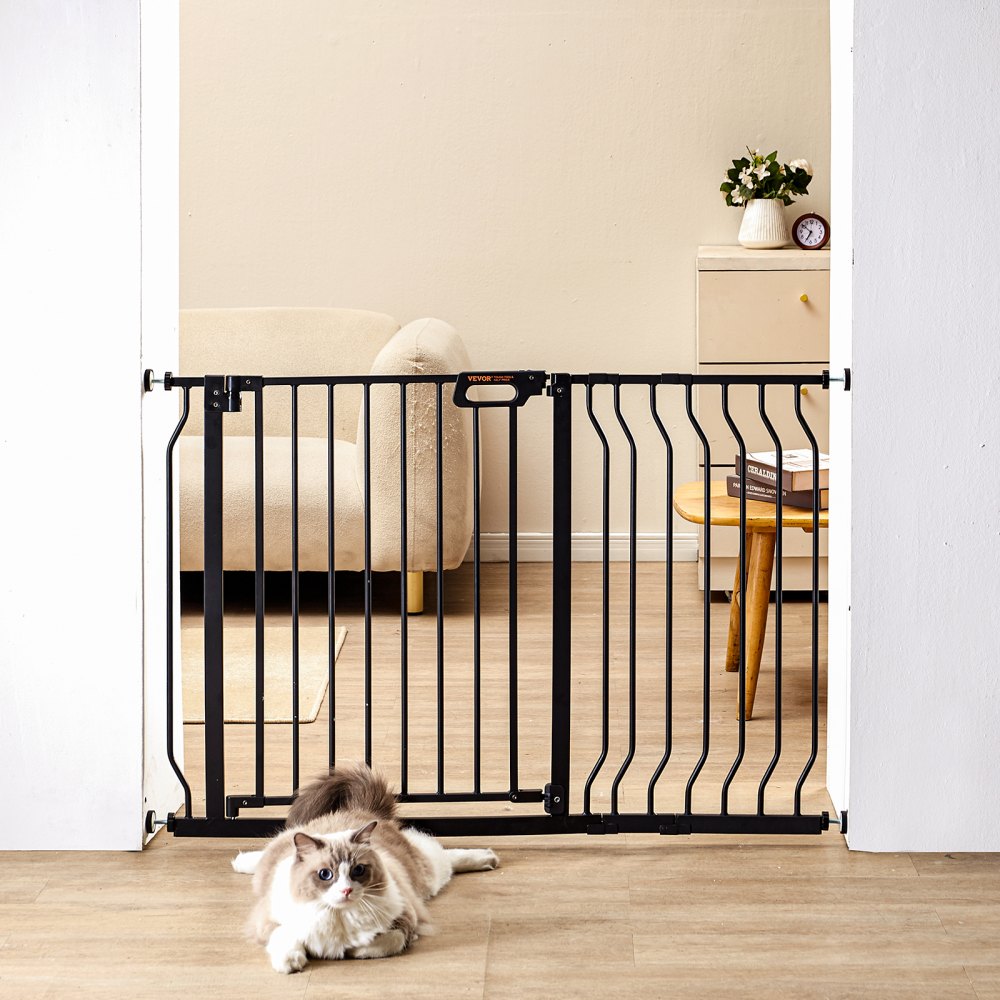 VEVOR Baby Gate, 29.5"-46.4" Extra Wide, 30" High, Dog Gate for Stairs Doorways and House, Easy Step Walk Thru Auto