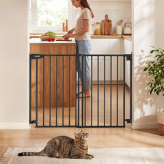 VEVOR Baby Gate for Stairs, 28-43 in Adjustable Width, 36 in High Dog Gate, No Bottom Bar, One-Handed Operation, Easy