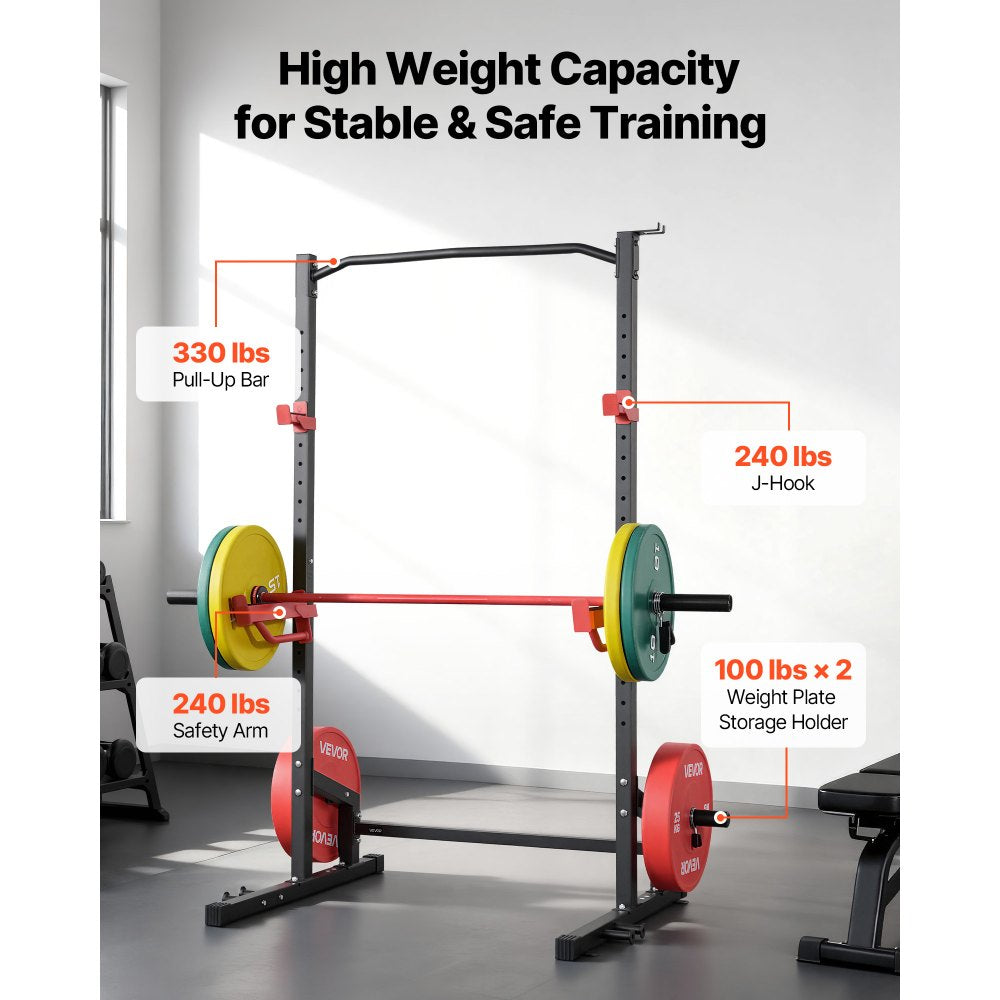 VEVOR Power Cage Squat Rack, Multifunctional Power Rack Home Gym, 1000LBS Strength Training Workout Equipment with 4