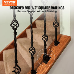 VEVOR Aluminum Alloy Baluster Shoes Square Balusters Baluster Wrought Spindles for Staircase Slant Shoes with Screw