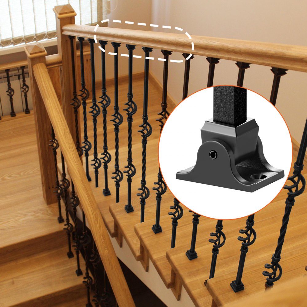 VEVOR Aluminum Alloy Baluster Shoes Square Balusters Baluster Wrought Spindles for Staircase Slant Shoes with Screw