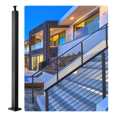 VEVOR Cable Railing Post, 42" x 2" x 2" Steel Level Deck Railing Post Without Holes, SUS304 Stainless Steel Cable Rail