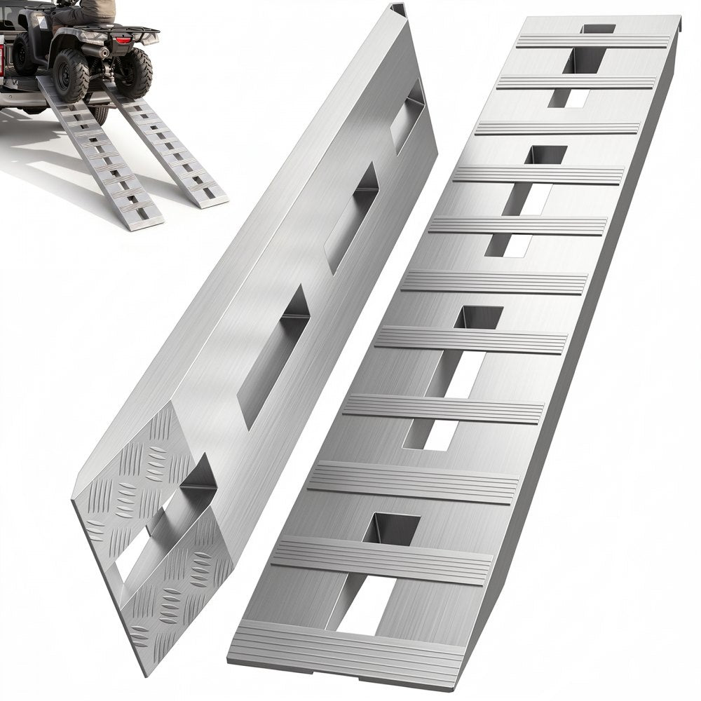 VEVOR 60" x 12" Aluminum Trailer Ramps 6000LBS Total Beavertail Hook End 1 Pair 2 Ramps - 60x12x2.5inch