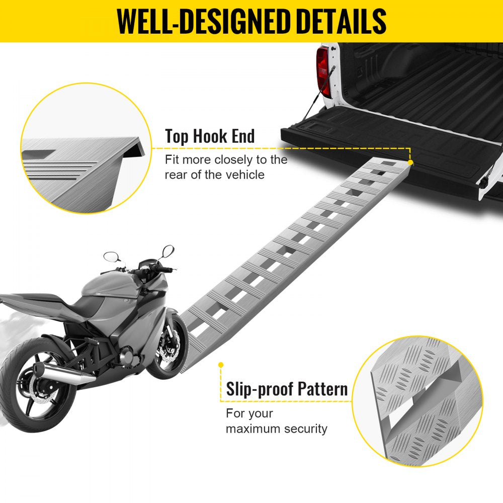 VEVOR 84x14 Inch Aluminum Ramps 6000LBS Capacity Car Trailer Truck ATV Ramps 1 Pair 2 Ramps - 84x14x2.5inch