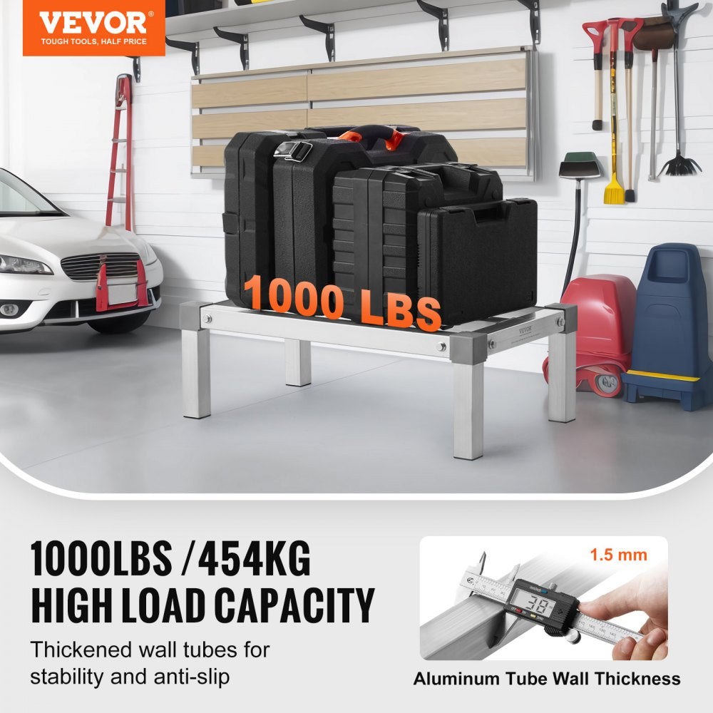 VEVOR Aluminum Dunnage Rack, 24" x 14" Commercial Food Floor Rack, 8" Off the Floor, 1000 lbs Capacity Adjustable