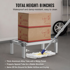 VEVOR Aluminum Dunnage Rack, 24" x 14" Commercial Food Floor Rack, 8" Off the Floor, 1000 lbs Capacity Adjustable