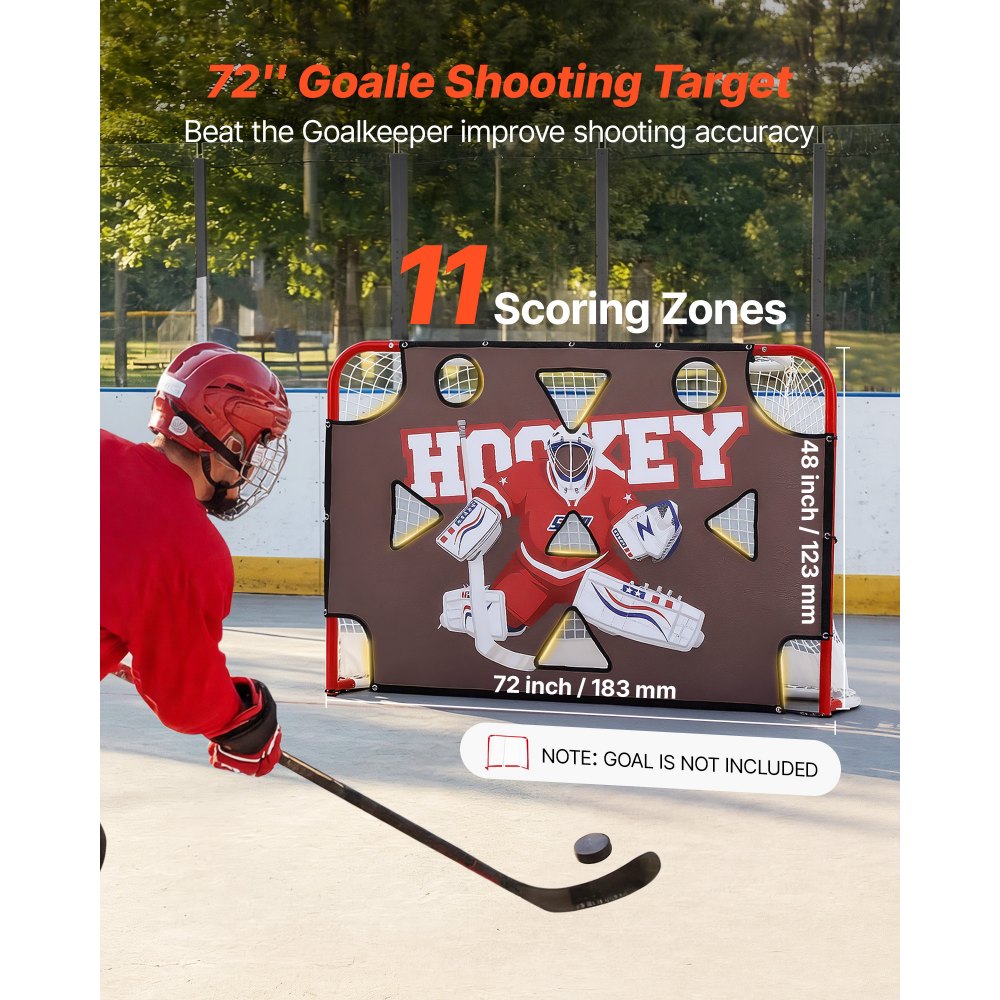 VEVOR Street Hockey Goalie Shooting Target, Shooter Tutor Ice Hockey Goal Practice Target, Tear-proof Premium Net with