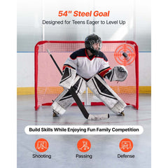 VEVOR Street Hockey Goal, Heavy-Duty Steel Street + Roller Hockey Nets, Durable Hockey Net for Indoor Outdoor Use