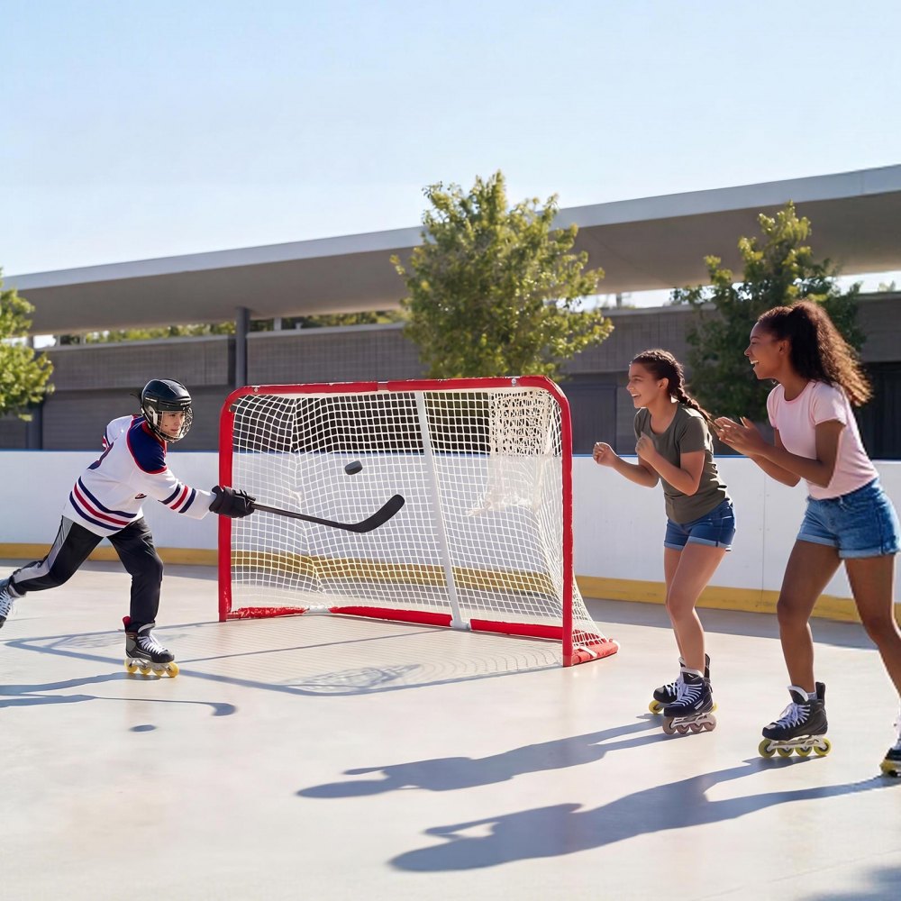 VEVOR Street Hockey Goal, Heavy-Duty Steel Street + Roller Hockey Nets, Durable Hockey Net for Indoor Outdoor Use