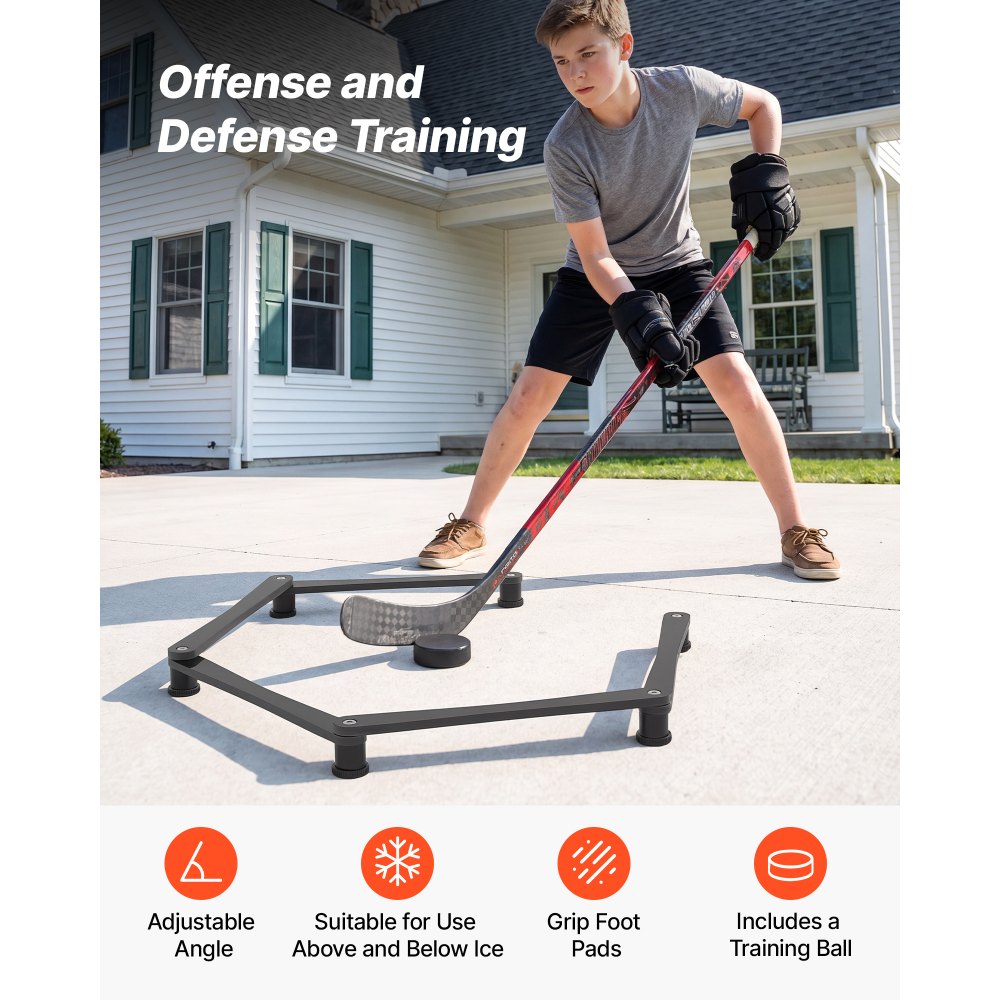 VEVOR Hockey Training Equipment, 5-Section Adjustable Hockey Stick Handling Trainer, Portable On/Off Ice Trainer