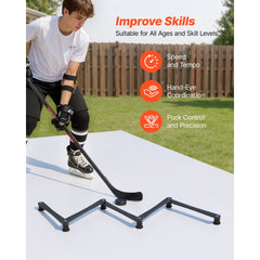 VEVOR Hockey Training Equipment, 5-Section Adjustable Hockey Stick Handling Trainer, Portable On/Off Ice Trainer