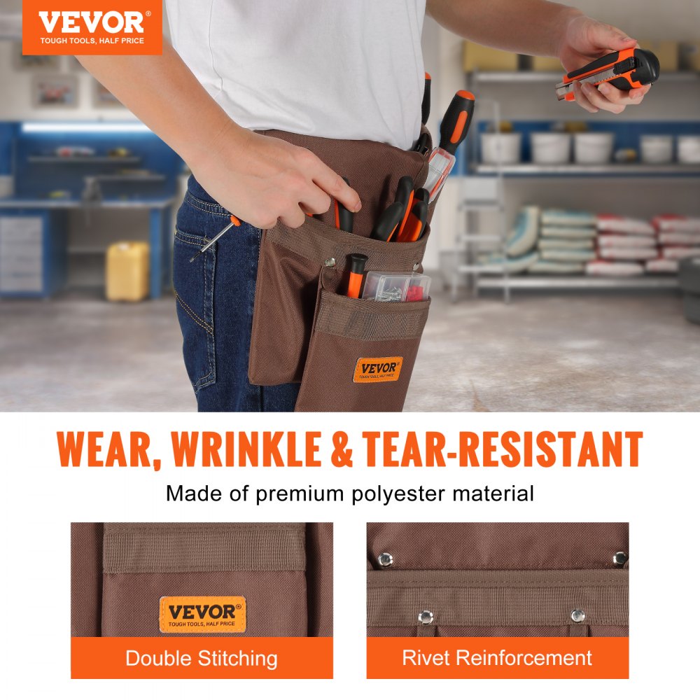 VEVOR Tool Belt, Adjusts from 29 Inches to 54 Inches, Polyester Heavy Duty Tool Pouch Bag, Detachable Tool Bag for