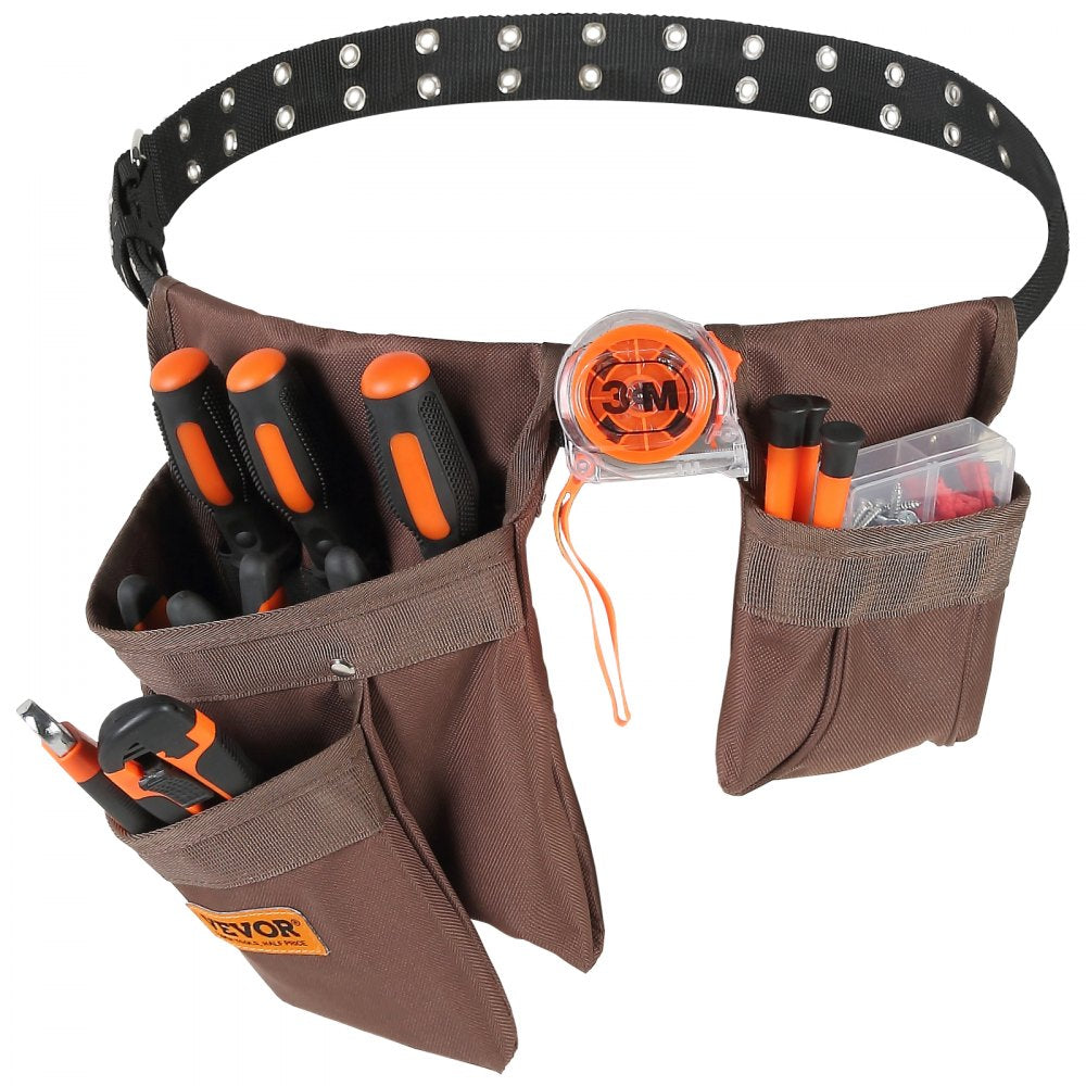 VEVOR Tool Belt, Adjusts from 29 Inches to 54 Inches, Polyester Heavy Duty Tool Pouch Bag, Detachable Tool Bag for