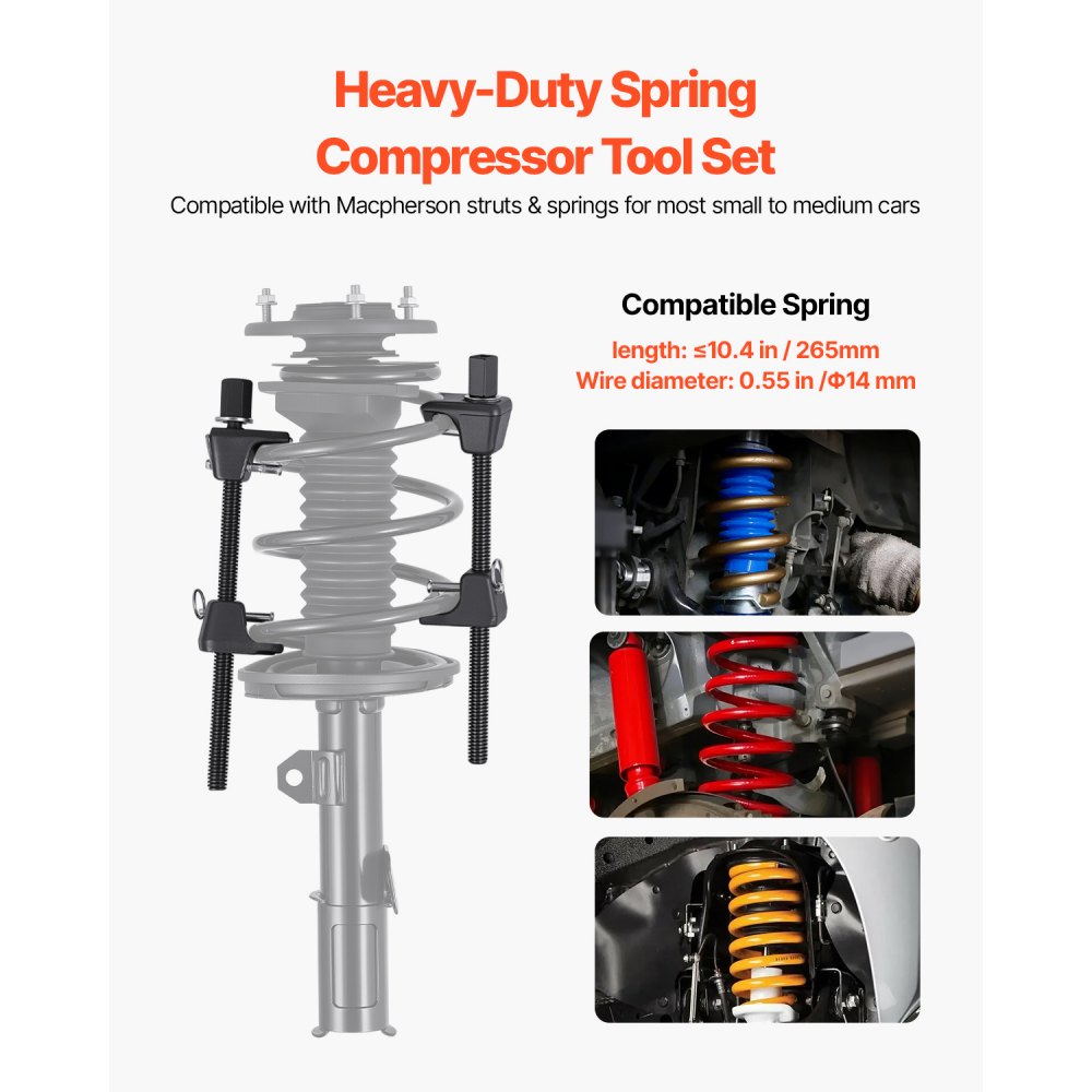 VEVOR Strut Spring Compressor, 2 Pack, Heavy Duty Coil Spring Compressor Tool with 10.4 Inches(256 mm) Range