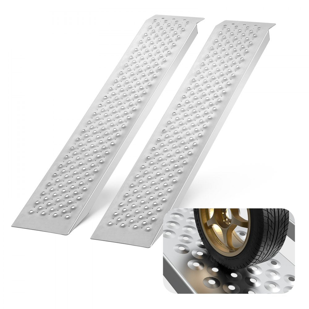 VEVOR Portable Loading Ramps, 2 Pcs 47.2 x 8.5 in, Durable Aluminum Shed Ramp Set with Anti-Slip Holes, Compact Design