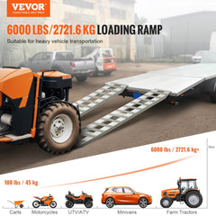 VEVOR Loading Ramps, 2 Pcs 72 x 15 in, Durable Aluminum and Heavy-Duty Trailer Ramp Set with Anti-Slip Plates, 6000 Lbs
