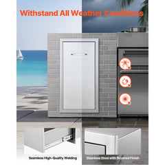 VEVOR Outdoor Kitchen Trash Drawer, 13.54"W x 19.61"D x 25.79"H Interior Storage, Multi-Purpose Outdoor Kitchen Drawers
