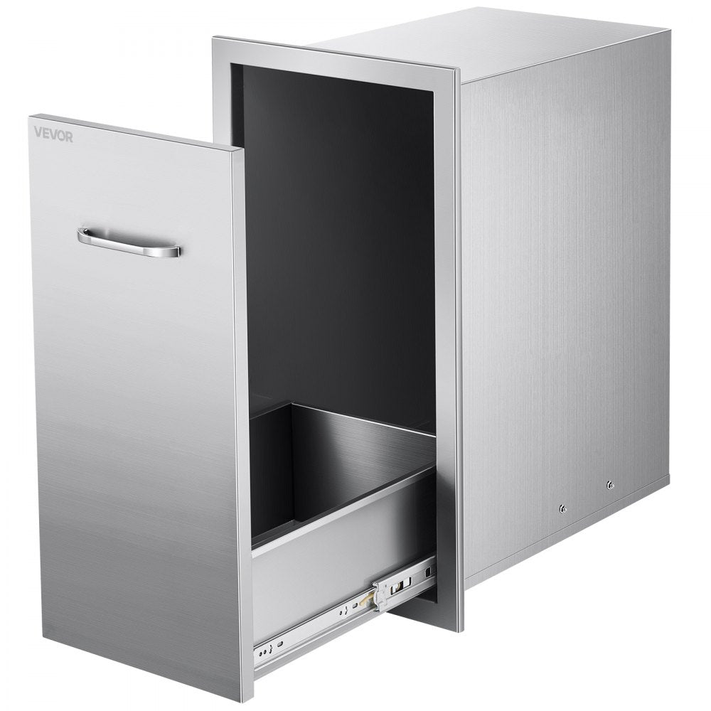 VEVOR Outdoor Kitchen Trash Drawer, 13.54"W x 19.61"D x 25.79"H Interior Storage, Multi-Purpose Outdoor Kitchen Drawers