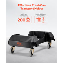 VEVOR Trash Can Dolly, Fit 16/23 Gallon Containers, Slim Trash Can Roller Base with 4 Lockable Wheels, 200lbs Weight
