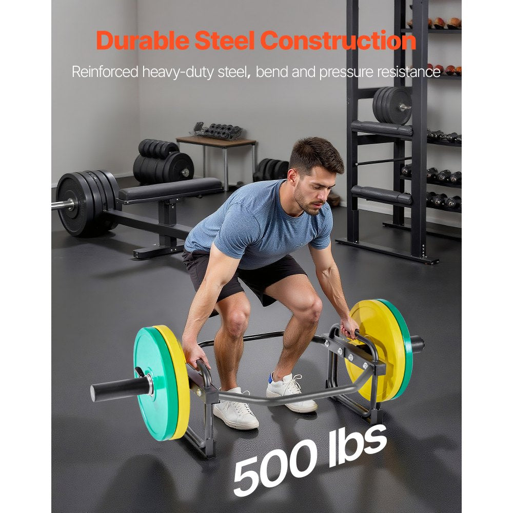 VEVOR Trap Bar Hex Bar, 2-Inch Hex Barbell, 500 LBS Capacity Shrug Bars, Weightlifting and Strength Training Equipment